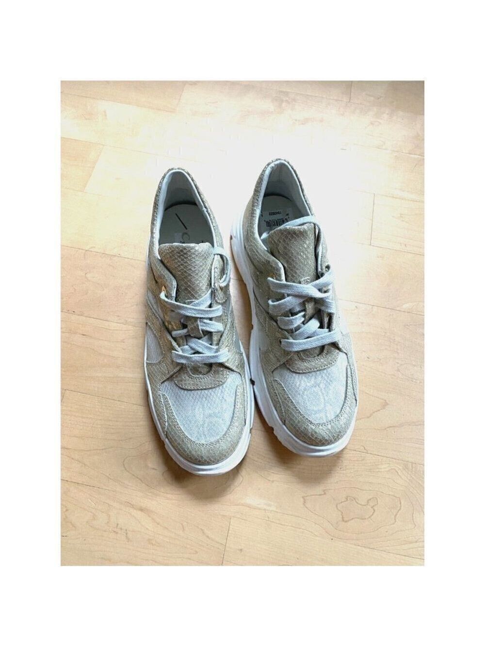 LA Canadienne BNWT python print platform Sneaker Womens Size 41 lace up metallic